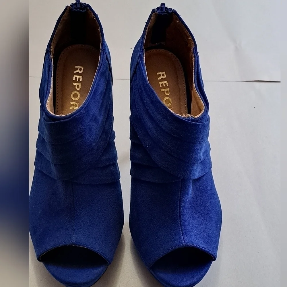 Report Blue Faux Suede Peep Toe Platform Shoes  Size 6